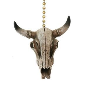 Ceiling Fan Pull Western Steer Skull Cow Head Skeleton Fan or Light Pull Chain